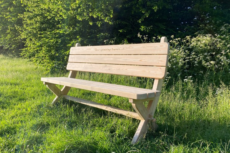 Sam Alton Woodwork Engraved Garden Bench  Close Up