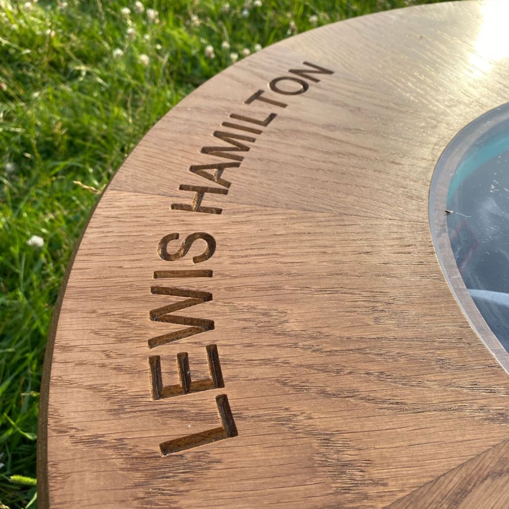 Sam Alton Woodwork Derbyshire Lewis Hamilton tyre coffee table 