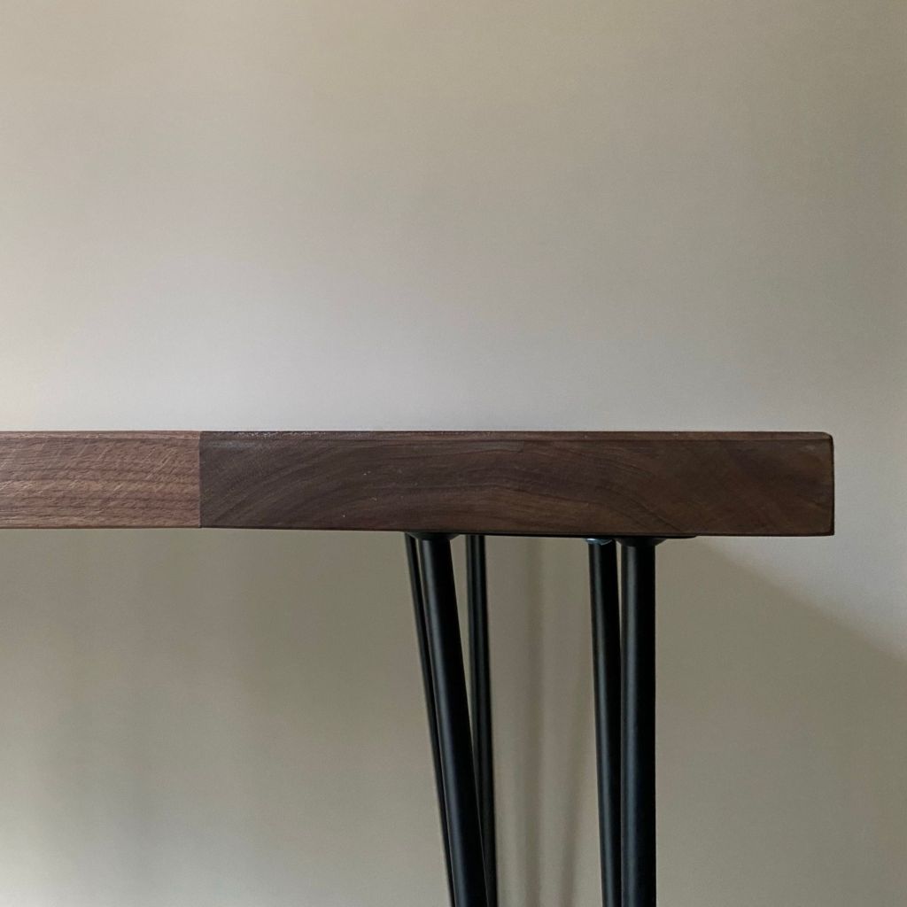 Walnut Hairpin Leg Dining Table for a customer in Clapham, London