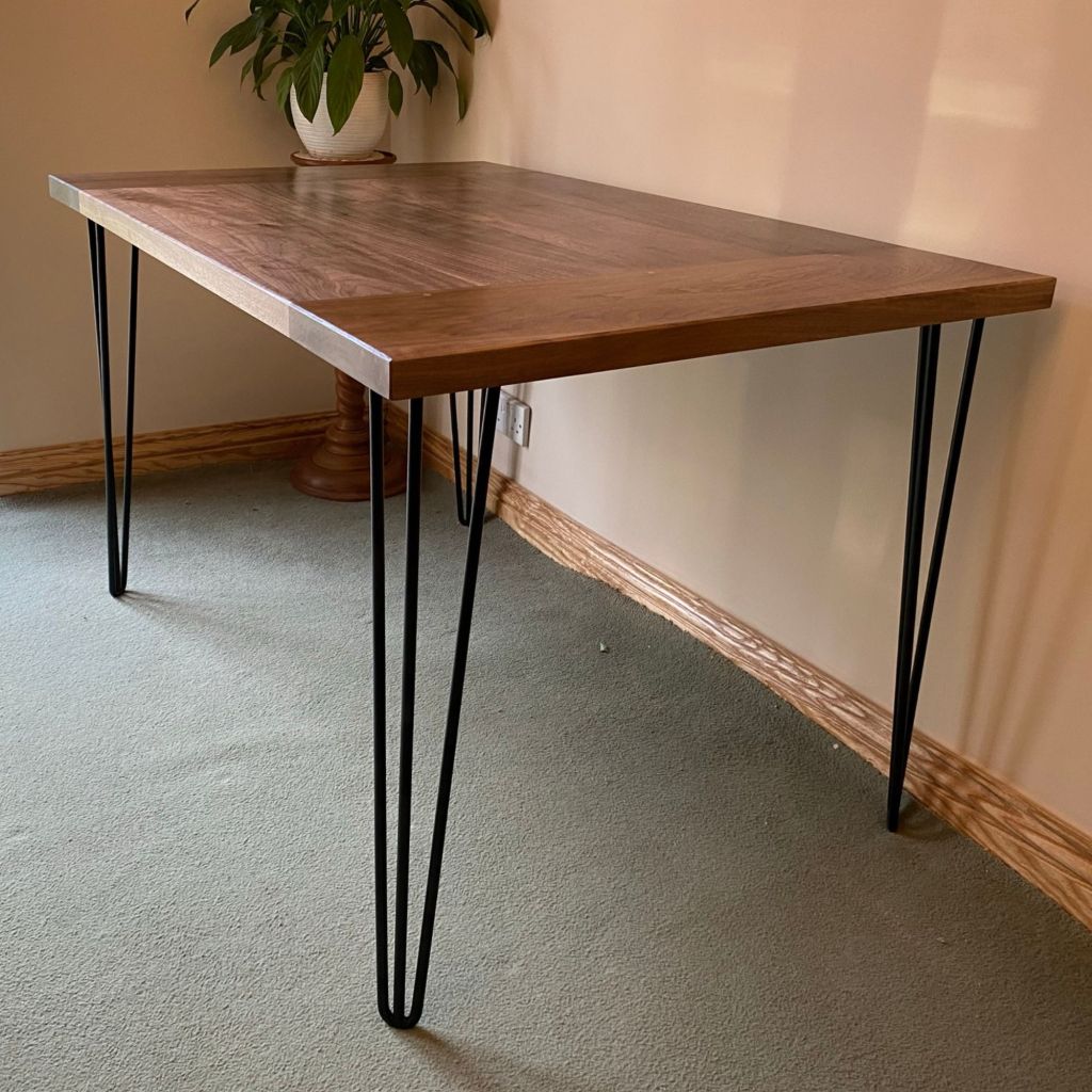 Walnut Hairpin Leg Dining Table Sam Alton Woodwork Derbyshire