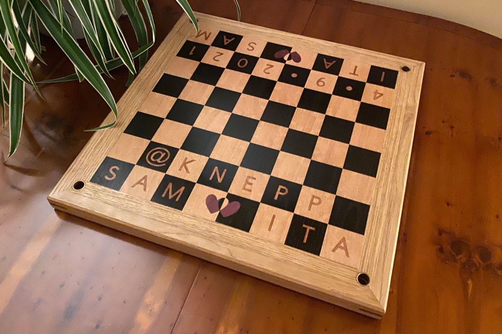 Personalised handmade chess board