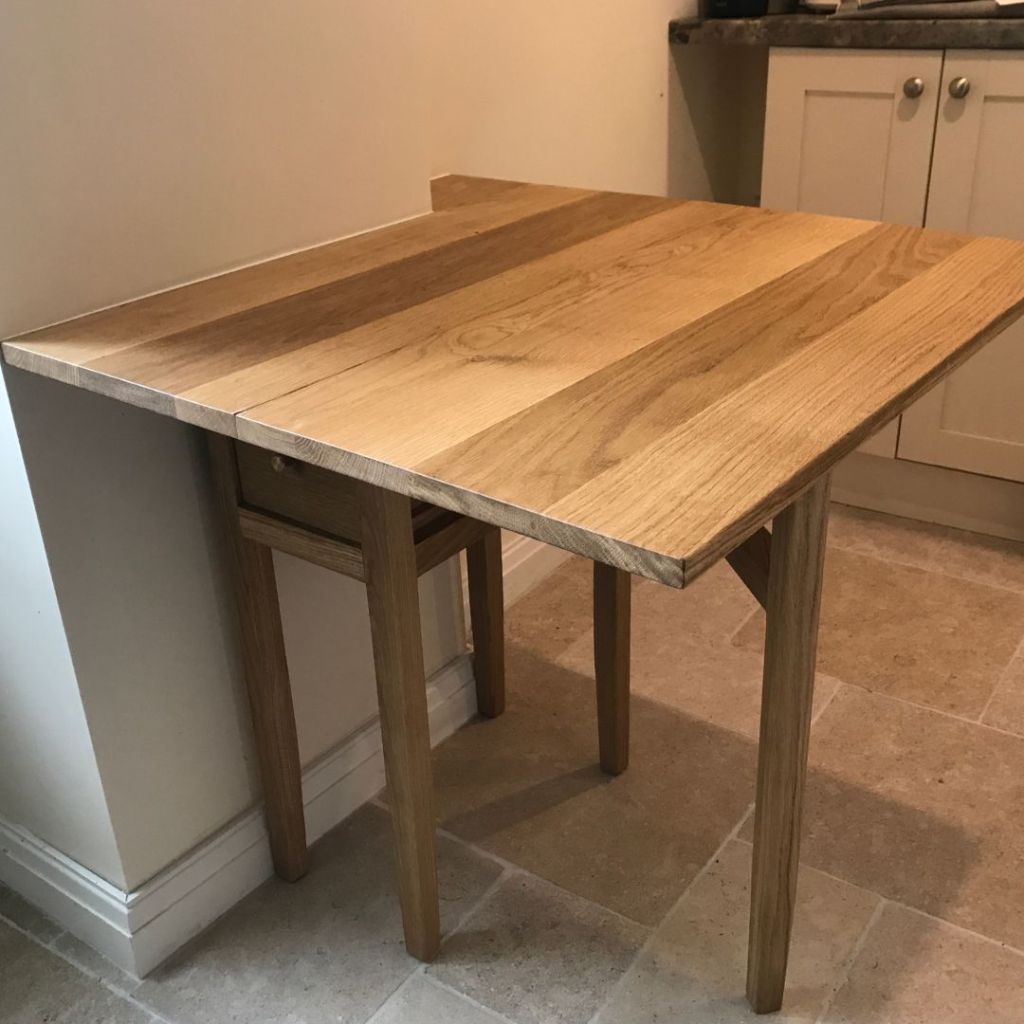 2 person fitted folding dining table in oak for a customer in Wormhill, Buxton